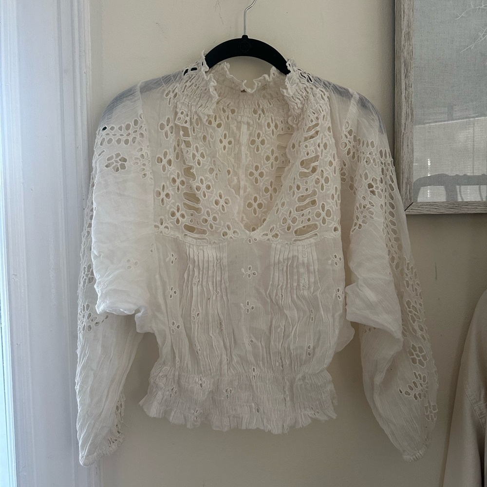 White linen Free People blouse
